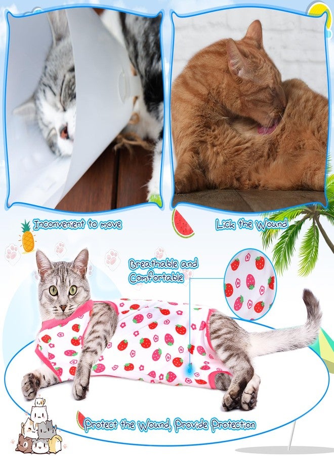 Kacctyen 6 Set Cat Recovery Suit After Surgery Female and Male Cat Kitten Surgery Suit E Collar Alternative Pajama Kitty Clothes for Spay Abdominal Skin Anti Licking(Fruit,Medium) - Image 5